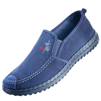 Pánske priedušné tenisky z bavlnenej látky, Slip-On, casual, okrúhla špička, nízky horný diel, plastová podrážka s injekčnou technológiou