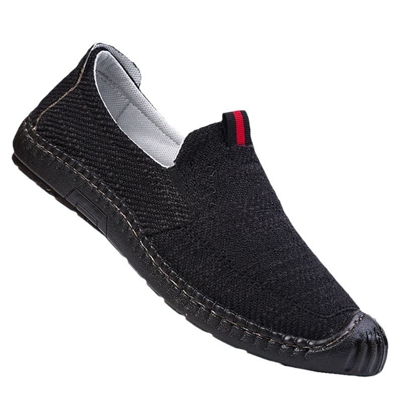 Férfi vászon slip-on cipő, kerek orrú, alacsony sarok 1–3 cm, sekély nyílás, mindennapi stílus, nyár, tavasz és ősz.