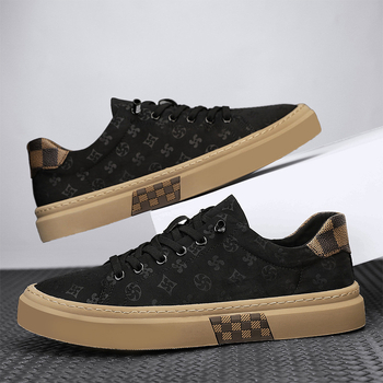 Férfi vászon cipő, mindennapi stílus, kerek orr, felső rész vászonból, alacsony sarka 1–3 cm, műanyag talp