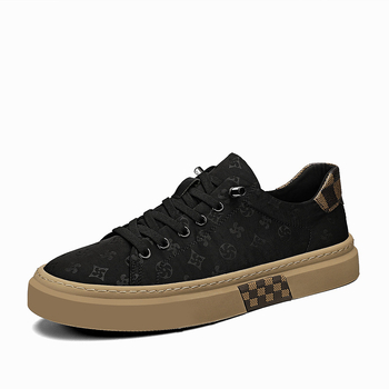 Férfi vászon cipő, mindennapi stílus, kerek orr, felső rész vászonból, alacsony sarka 1–3 cm, műanyag talp