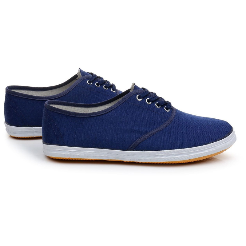 Pánske športové tenisky, vrchný materiál z plátna, nízky strih, špičatý nos, šnúrky, gumová podrážka s injekčným formovaním