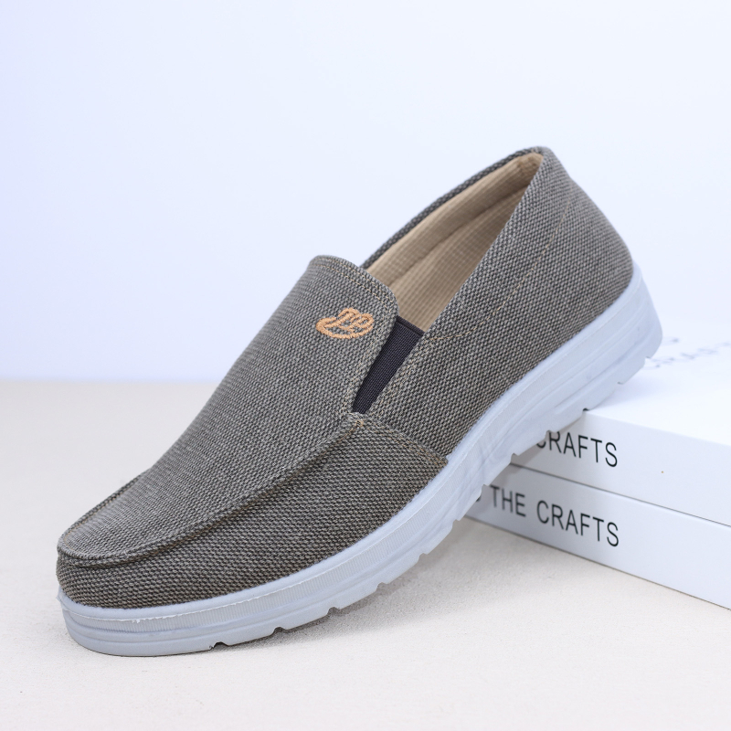 Férfi vászoncipő Slip-On, kerek orr, vászon felső, poliuretán talp, Hyperion talpbetét