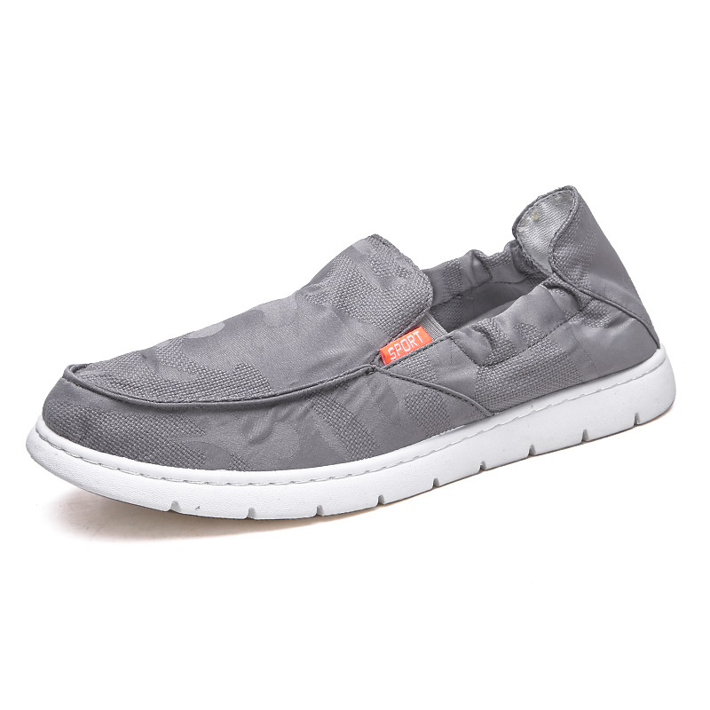 Férfi slip-on cipők umbrella cloth felsőrésszel, gumírozott talp, PU belső talp, kerek orr, alacsony sarok, szabadidős stílus, alkalmas tavasz-nyár-őszi szezonra, túrázás