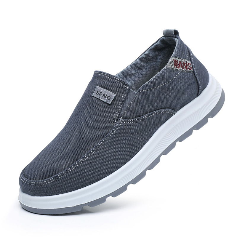 Muški platneni slip-on loafers za proljeće-ljeto — prozračni, okrugla prst, PU potplat, unutarnja mrežasta podstava