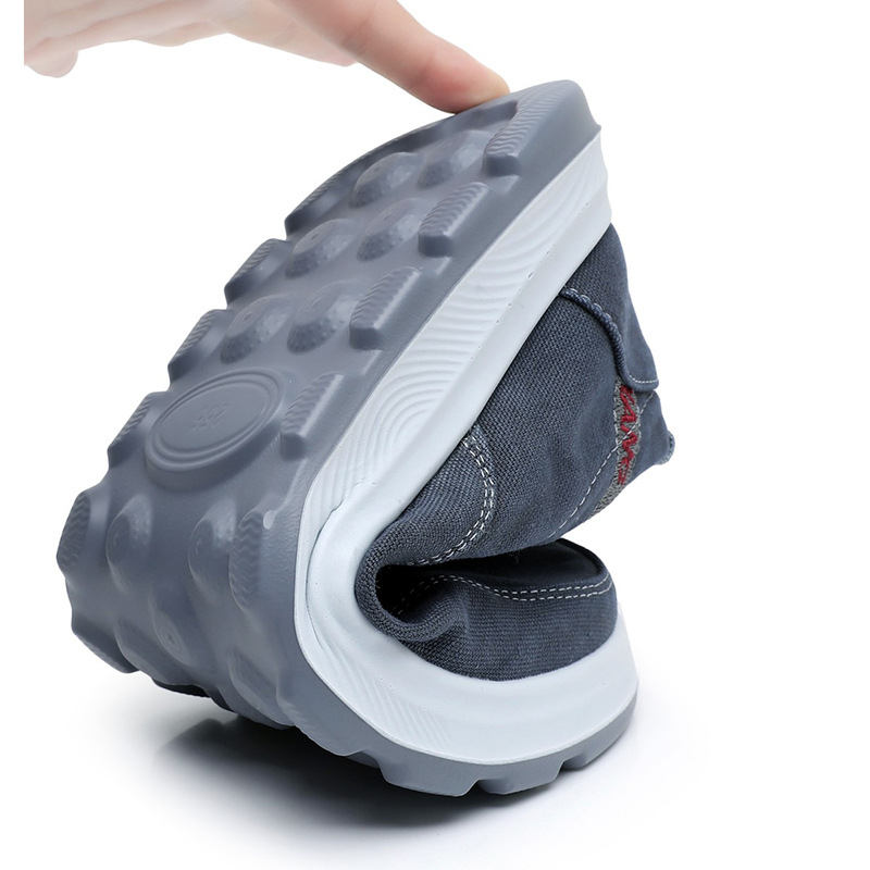 Muški platneni slip-on loafers za proljeće-ljeto — prozračni, okrugla prst, PU potplat, unutarnja mrežasta podstava