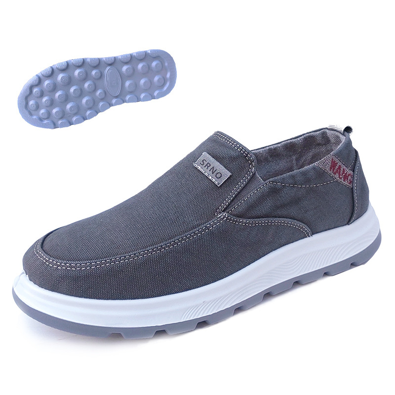 Muški platneni slip-on loafers za proljeće-ljeto — prozračni, okrugla prst, PU potplat, unutarnja mrežasta podstava