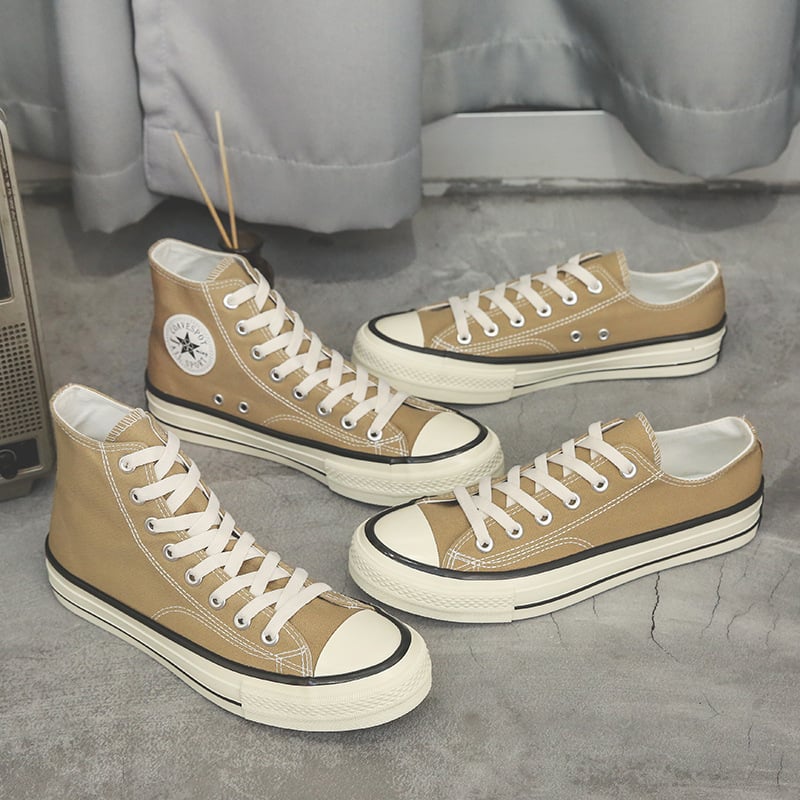 Kondi plátenné tenisky s vysokým vrškom – korejský štýl, unisex, priedušná sieťová výstelka, vulkanizovaná gumová podrážka