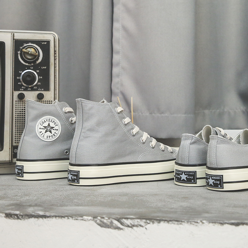 Kondi plátenné tenisky s vysokým vrškom – korejský štýl, unisex, priedušná sieťová výstelka, vulkanizovaná gumová podrážka