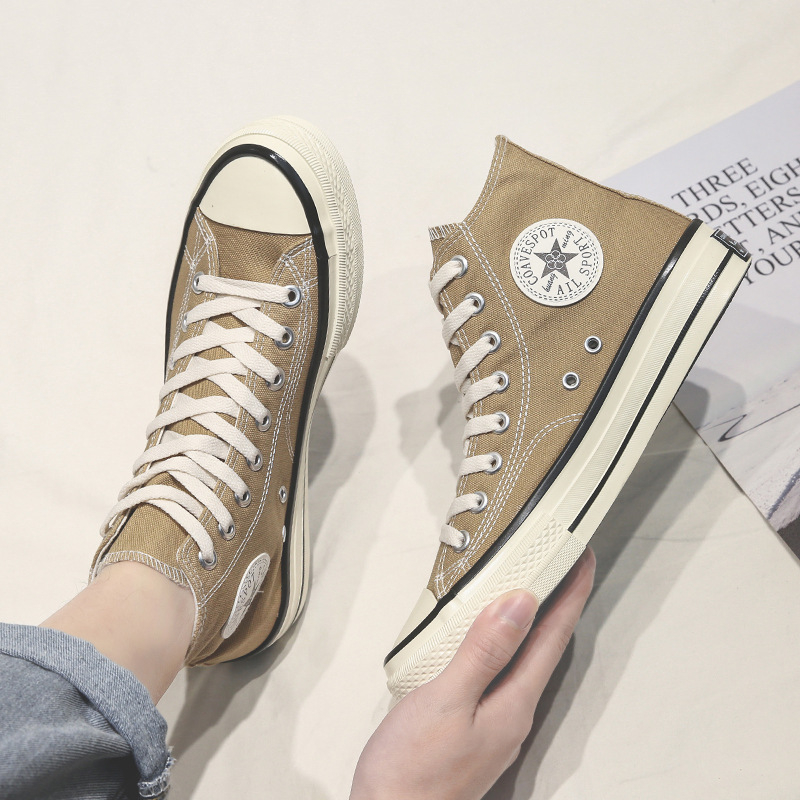 Kondi plátenné tenisky s vysokým vrškom – korejský štýl, unisex, priedušná sieťová výstelka, vulkanizovaná gumová podrážka