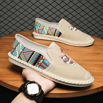 Férfi vászon Slip-On cipő – alacsony felsőrész, légáteresztő, textil belső, gumírozott talp