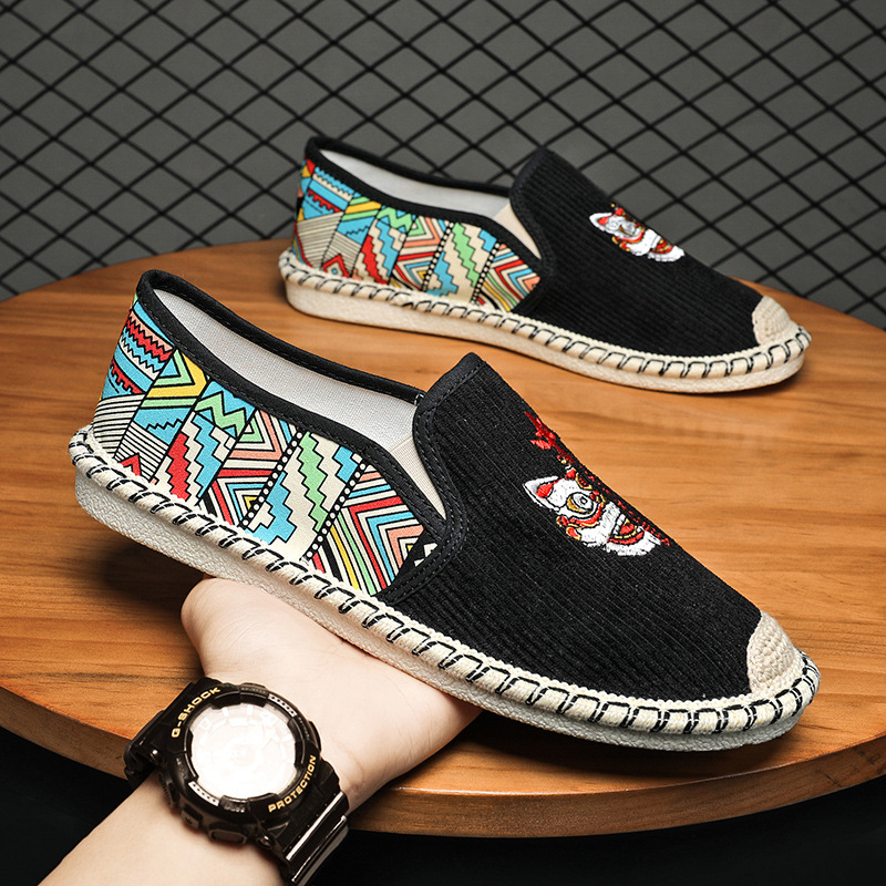 Férfi vászon Slip-On cipő – alacsony felsőrész, légáteresztő, textil belső, gumírozott talp