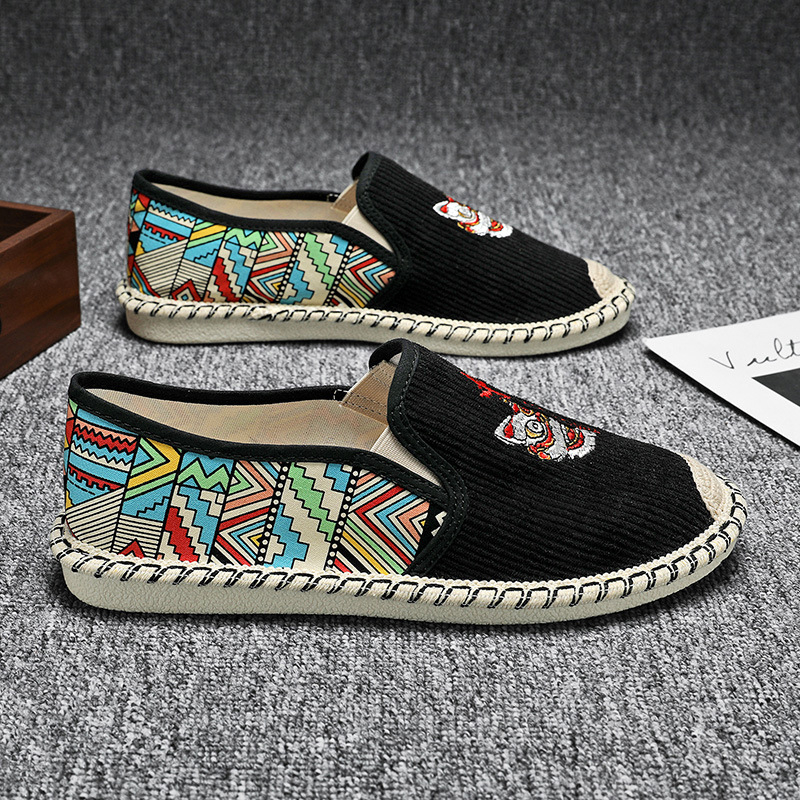 Férfi vászon Slip-On cipő – alacsony felsőrész, légáteresztő, textil belső, gumírozott talp