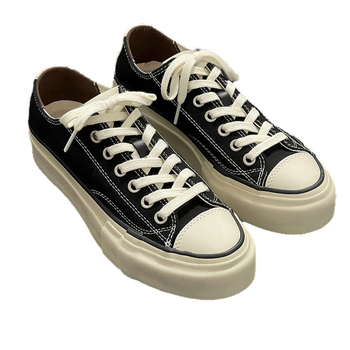 Uniszex edzőcipő vastag talppal, vulkanizált szerkezettel, vászon felsőrész, gumi talp, fűzővel záródó