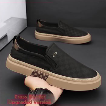 Pánske slip-on tenisky z plátna — priedušný vrch z látky, ľahké, protišmyková gumová podrážka, casual nízky profil