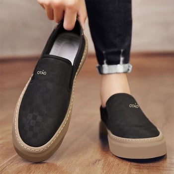 Pánske slip-on tenisky z plátna — priedušný vrch z látky, ľahké, protišmyková gumová podrážka, casual nízky profil