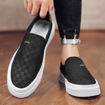 Pánske slip-on tenisky z plátna — priedušný vrch z látky, ľahké, protišmyková gumová podrážka, casual nízky profil