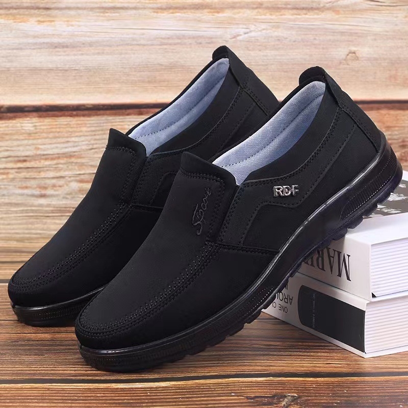 Pantofi de vară pentru bărbați din pânză, respirabili, vârf rotund, talpă din cauciuc, impermeabili
