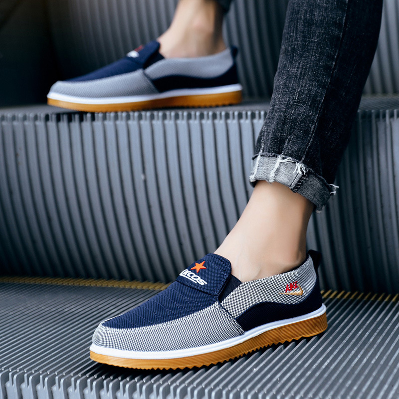 Muške platnene slip-on tenisice, prozračne, protuklizne, otporne na habanje (mrežasta podstava, gumeni potplat, niski gornji dio)
