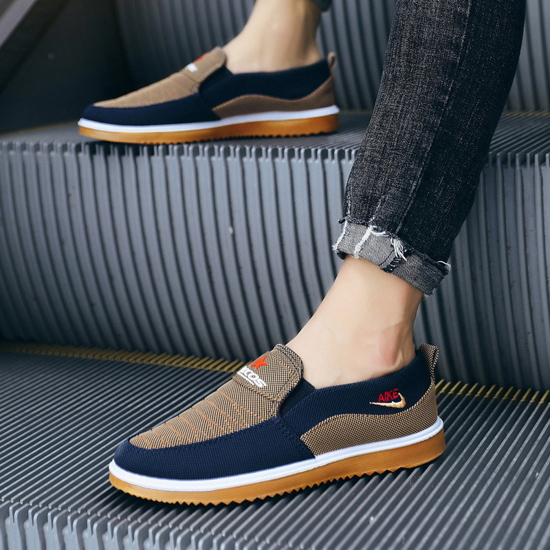 Muške platnene slip-on tenisice, prozračne, protuklizne, otporne na habanje (mrežasta podstava, gumeni potplat, niski gornji dio)
