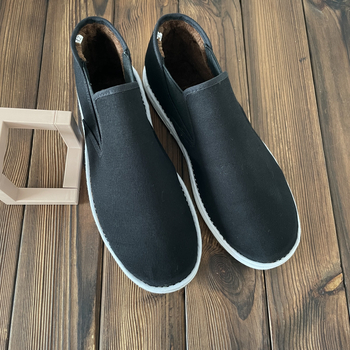 Muške zimske platnene cipele, slip-on, s flis podstavom, okrugli vrh, gornji dio od pamuka, ravna potplat