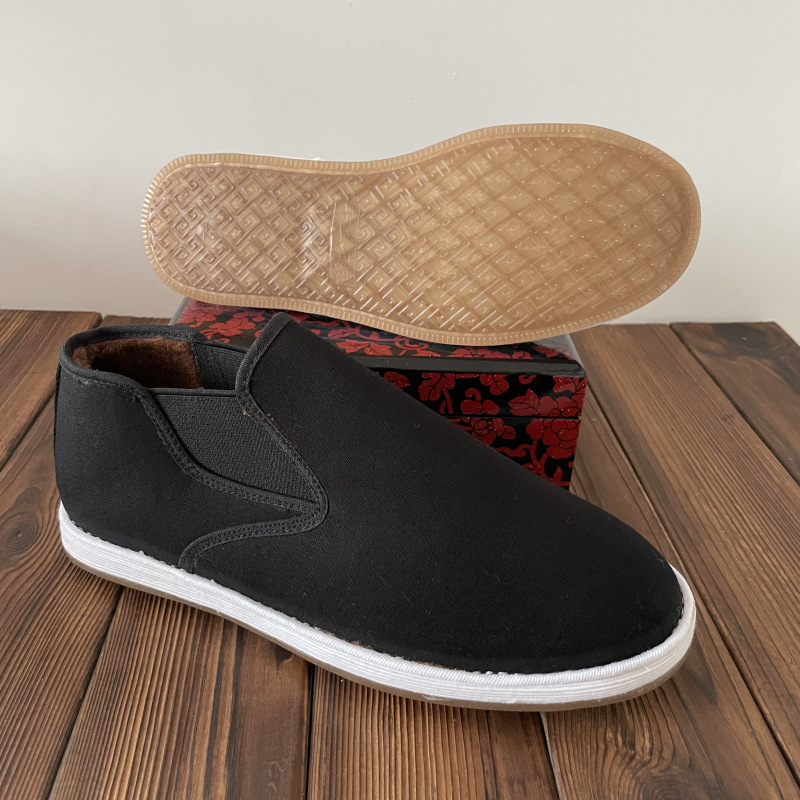 Muške zimske platnene cipele, slip-on, s flis podstavom, okrugli vrh, gornji dio od pamuka, ravna potplat
