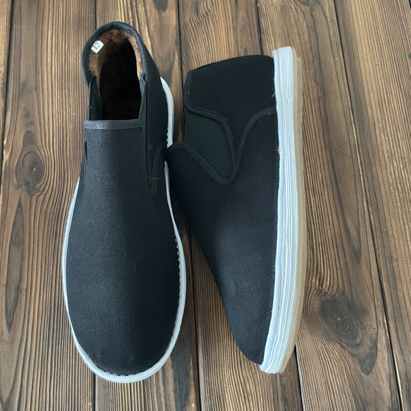 Muške zimske platnene cipele, slip-on, s flis podstavom, okrugli vrh, gornji dio od pamuka, ravna potplat