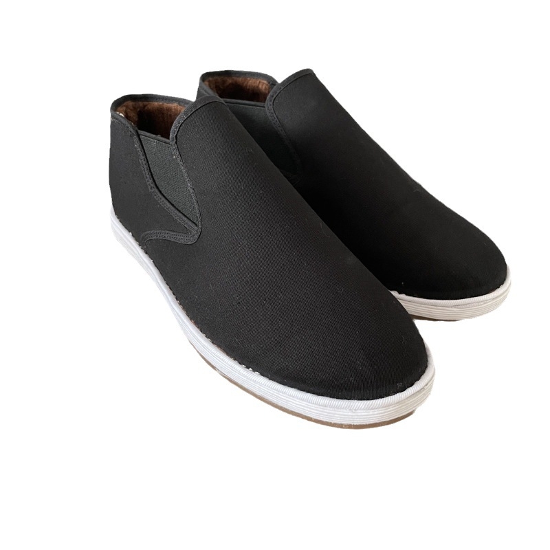 Muške zimske platnene cipele, slip-on, s flis podstavom, okrugli vrh, gornji dio od pamuka, ravna potplat
