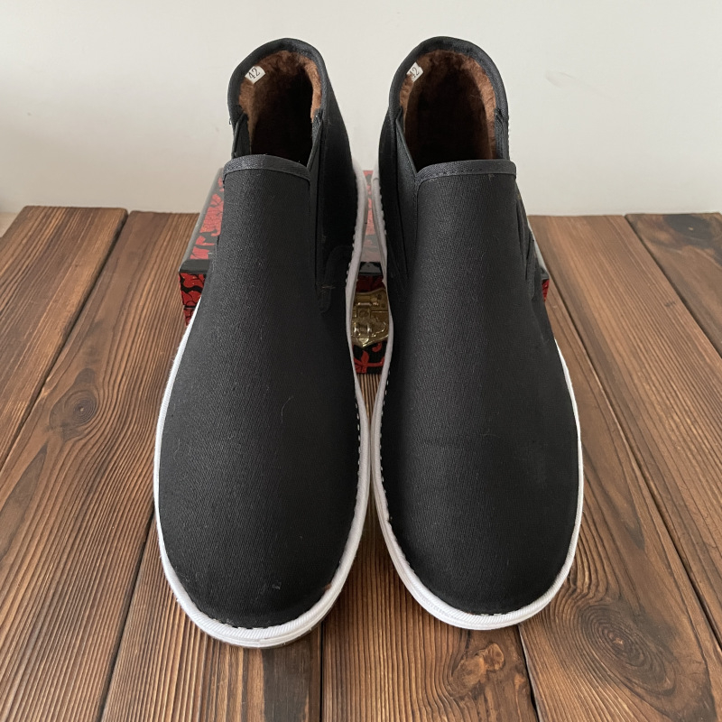 Muške zimske platnene cipele, slip-on, s flis podstavom, okrugli vrh, gornji dio od pamuka, ravna potplat