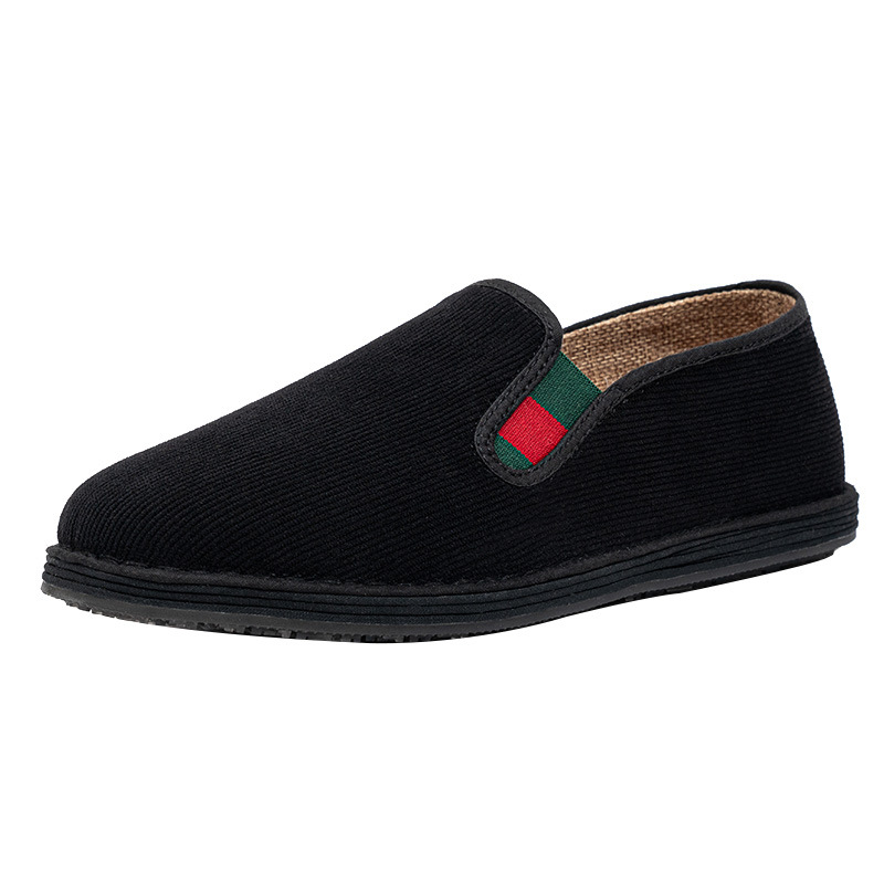 Muške slip-on cipele od corduroya, s okruglim vrhom, niskim gležnjem i višeslojnom potplatom