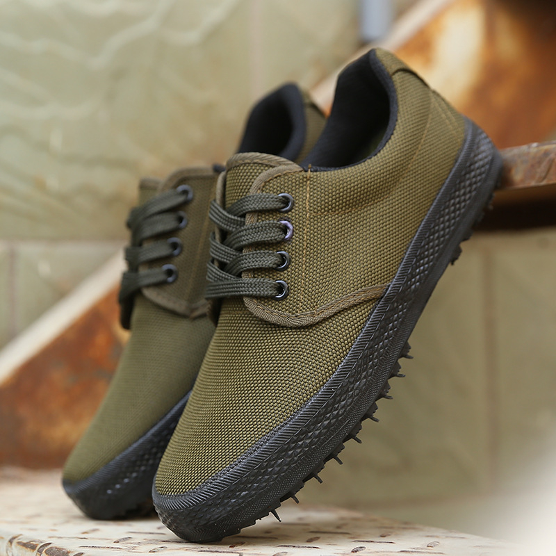 Pantofi de lucru din pânză pentru bărbați, talpă din cauciuc – antiderapante, rezistenți la uzură, cu șireturi