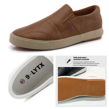 Pantofi de bărbați lazy – Slip-on cu bandă elastică, partea superioară din piele artificială, talie joasă, toc mic 1–3 cm, talpă respirabilă și durabilă