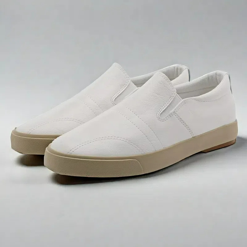 Pantofi de bărbați lazy – Slip-on cu bandă elastică, partea superioară din piele artificială, talie joasă, toc mic 1–3 cm, talpă respirabilă și durabilă