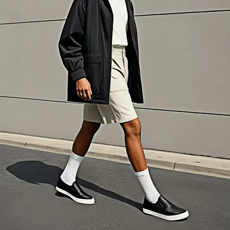 Pantofi de bărbați lazy – Slip-on cu bandă elastică, partea superioară din piele artificială, talie joasă, toc mic 1–3 cm, talpă respirabilă și durabilă