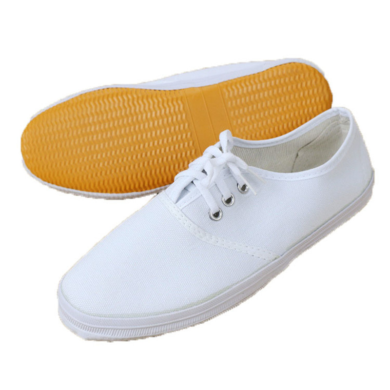 Bijele platnene tenisice s vezicama, okrugli vrh, ravna potplata, unisex, odrasli, etnički stil za svakodnevnu upotrebu