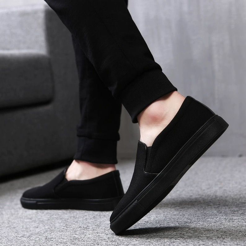 Muške casual slip-on tenisice od platna, gornji dio od platna, niski profil, 1–3 cm peta, gumena potplat, PU ulozak