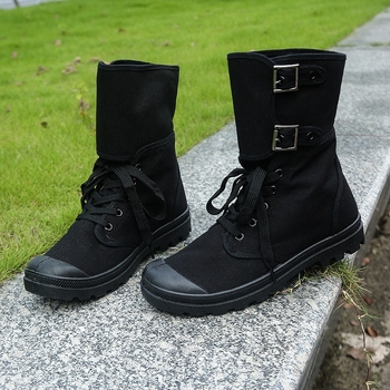 Unisex visoke platnene radne tenisice, vezanje, okrugli vrh prsta, PVC đon, jesen