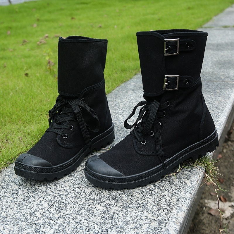 Unisex visoke platnene radne tenisice, vezanje, okrugli vrh prsta, PVC đon, jesen