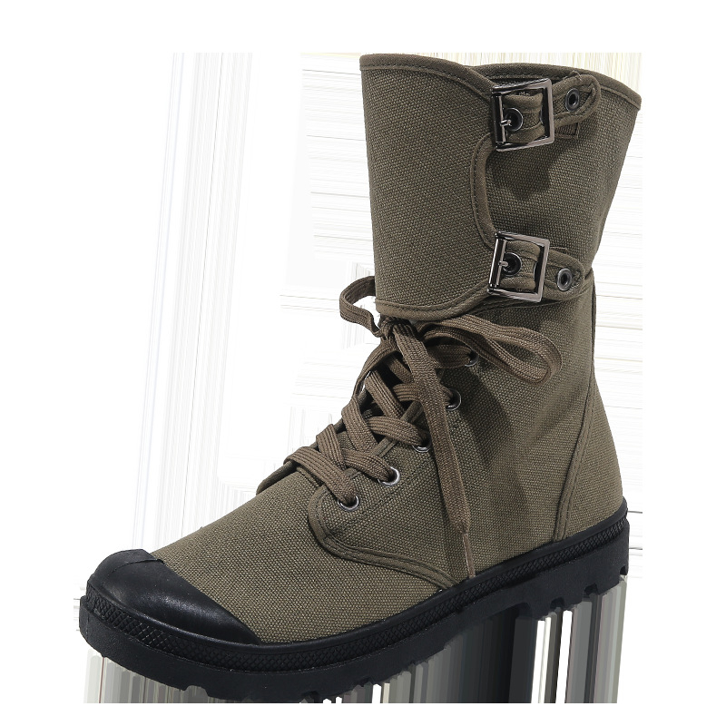 Unisex visoke platnene radne tenisice, vezanje, okrugli vrh prsta, PVC đon, jesen