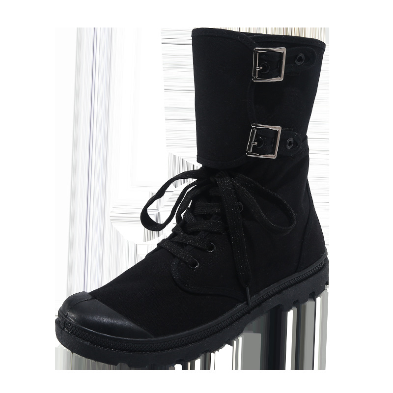Unisex visoke platnene radne tenisice, vezanje, okrugli vrh prsta, PVC đon, jesen