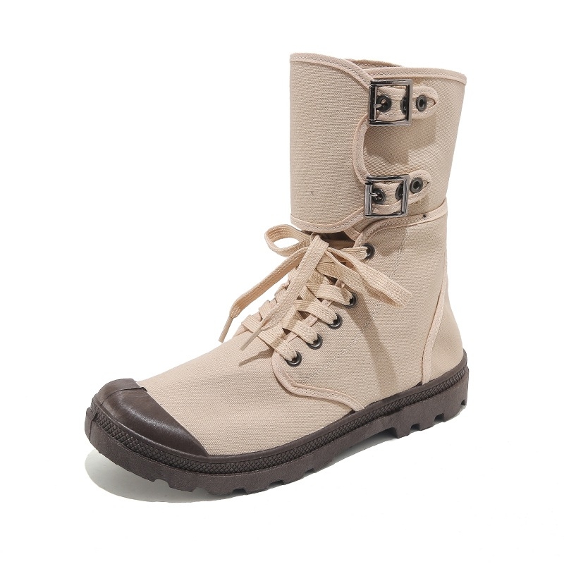 Unisex visoke platnene radne tenisice, vezanje, okrugli vrh prsta, PVC đon, jesen
