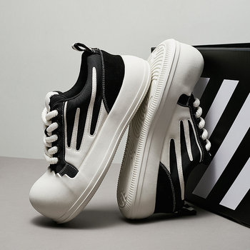 Pantofi sport unisex din canvas, talpă EVA, talpă groasă pentru creșterea înălțimii, șireturi, design de tip low-top