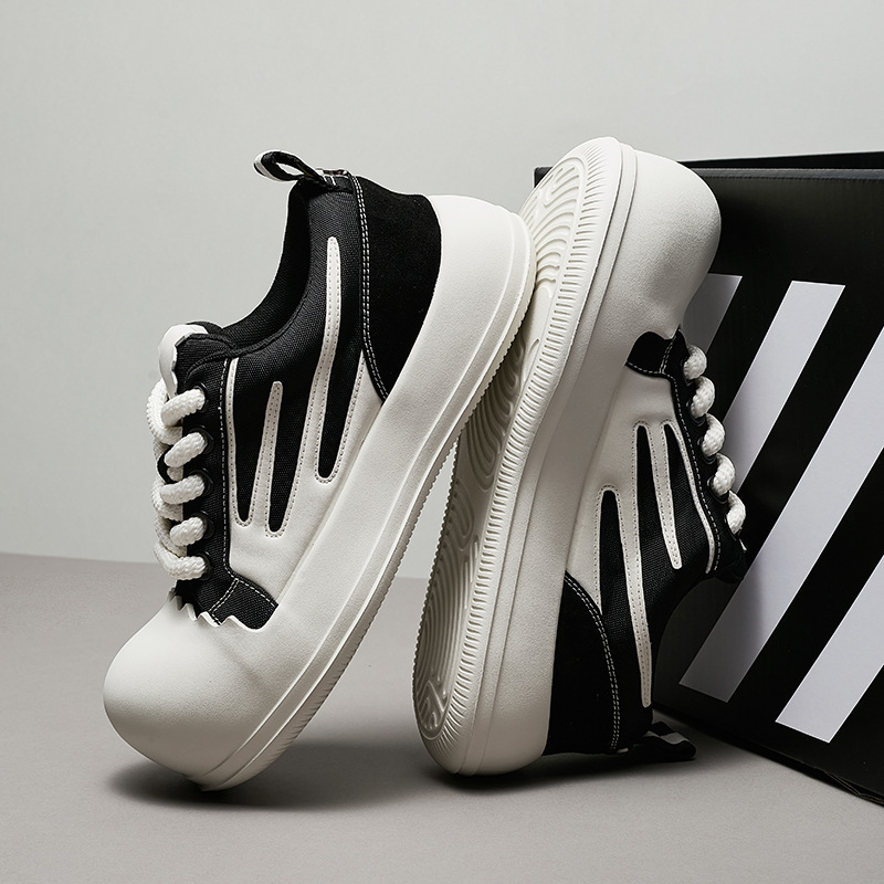 Pantofi sport unisex din canvas, talpă EVA, talpă groasă pentru creșterea înălțimii, șireturi, design de tip low-top