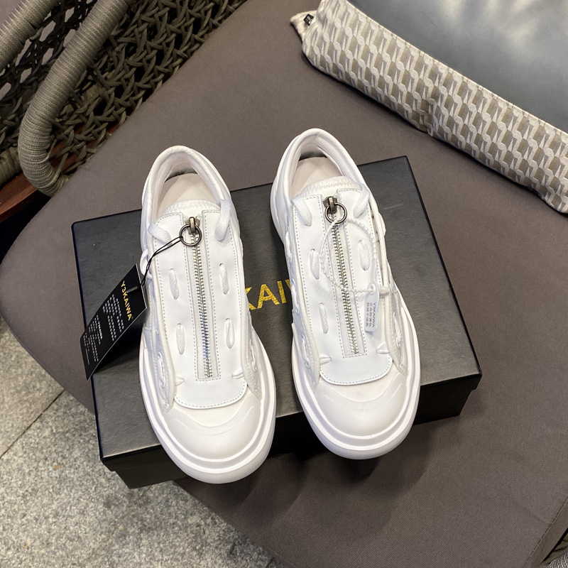 Y3KAIWA Platformske platnene tenisice, unisex, gornji dio od platna, gumena pjena potplat, debela platforma, vezanje