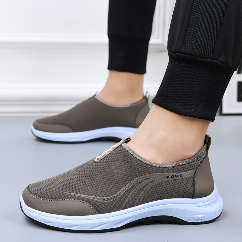 Pantofi casual pentru bărbați din pânză — vârf rotund, partea superioară textilă, talpă din cauciuc, gleznă joasă, respirabili
