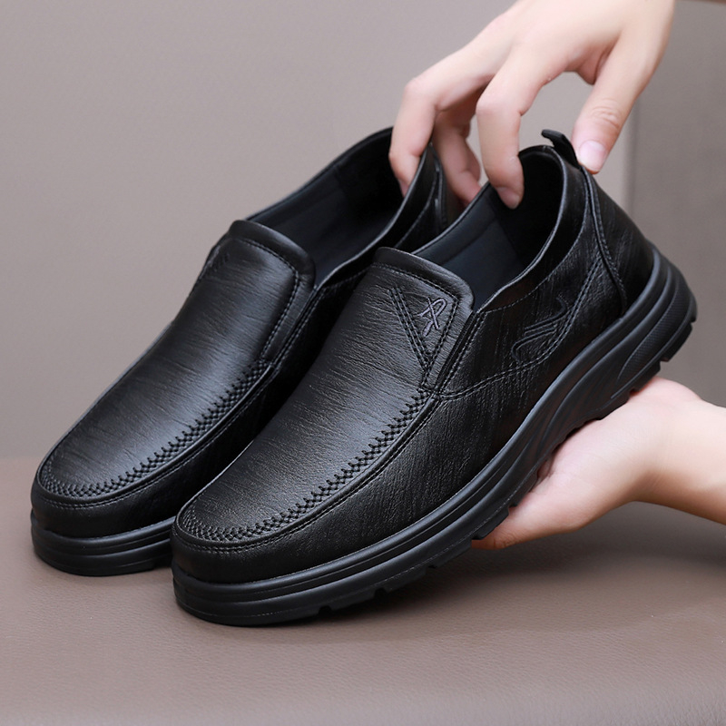 Ανδρικά Αναπνεόμενα Παπούτσια από Συνθετικό Δέρμα-Ύφασμα, Με Στρογγυλή Μύτη, PU Σόλα, Casual Παπούτσια για Άνοιξη-Φθινόπωρο