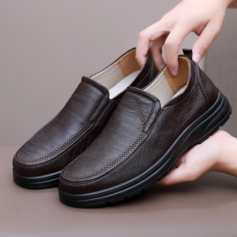 Ανδρικά Αναπνεόμενα Παπούτσια από Συνθετικό Δέρμα-Ύφασμα, Με Στρογγυλή Μύτη, PU Σόλα, Casual Παπούτσια για Άνοιξη-Φθινόπωρο