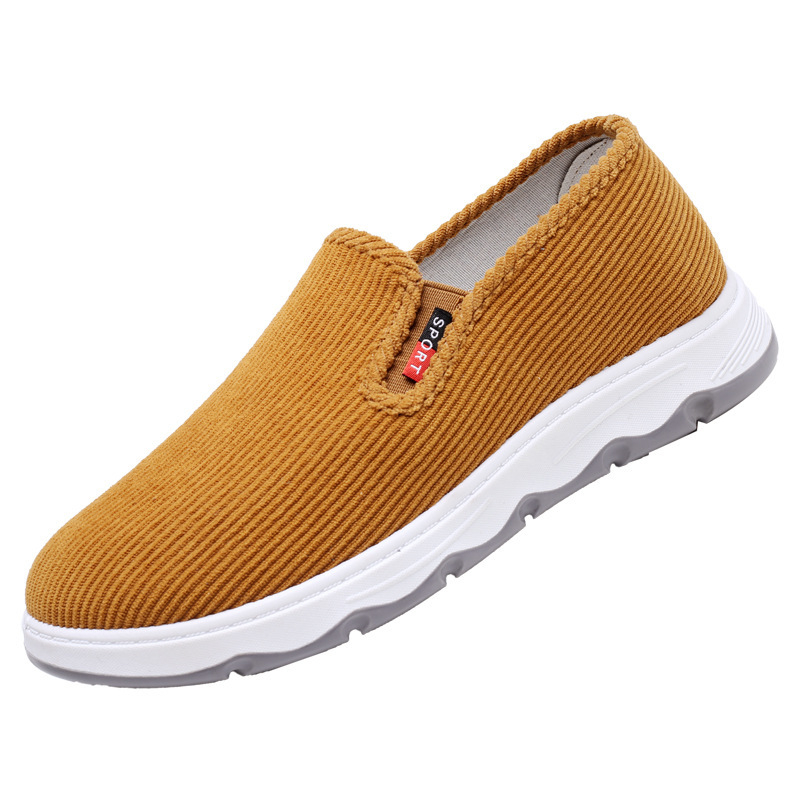 Ανδρικά casual παπούτσια από corduroy, στρογγυλή μύτη, μεσαίο ύψος επάνω, σόλα PVC, ριγέ σχέδιο