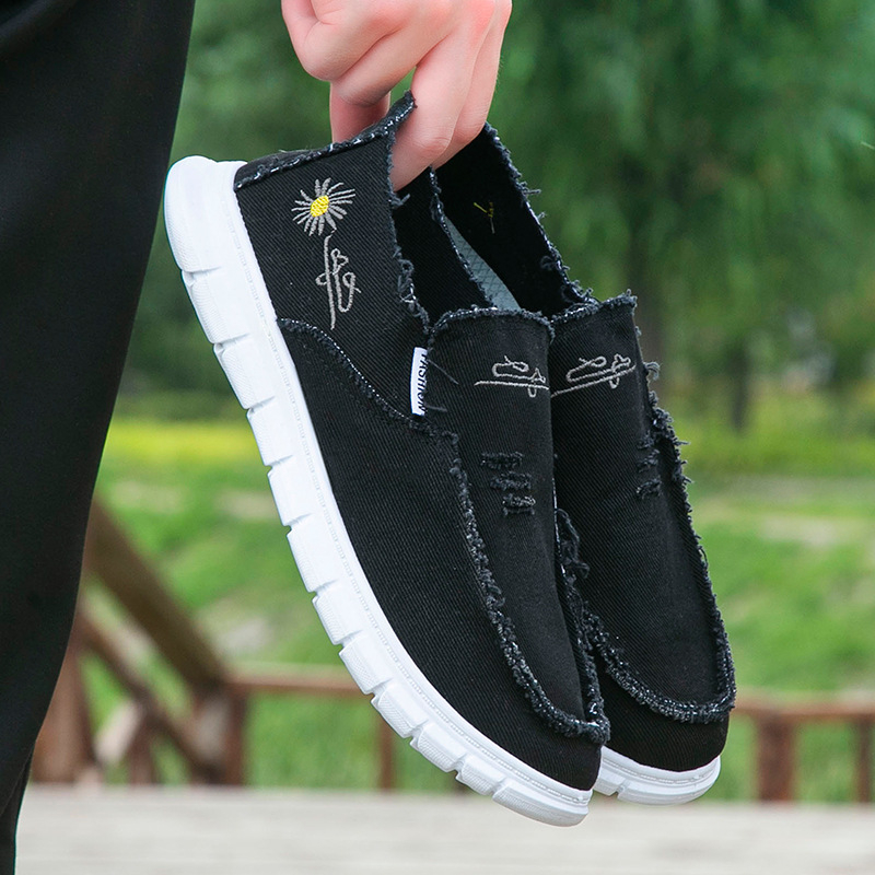 Pantofi casual din pânză pentru bărbați, imprimeu floral; parte superioară: pânză; talpă: PVC; branț: EVA; închidere: slip-on.