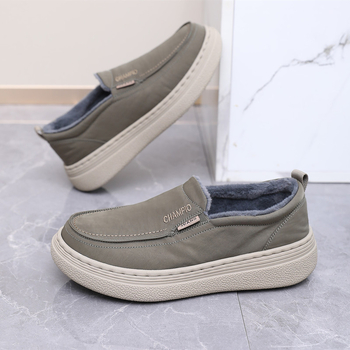 Pantofi din pânză pentru bărbați, stil Beijing vechi, pentru toamnă-iarnă, cu vârf rotund, partea superioară din bumbac, talpă groasă și căptușeală caldă