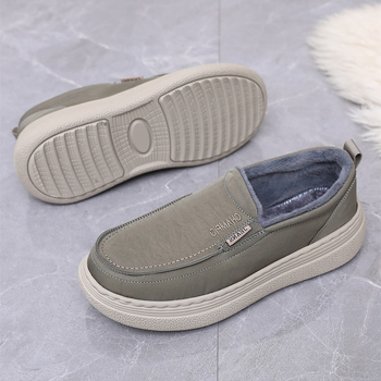 Pantofi din pânză pentru bărbați, stil Beijing vechi, pentru toamnă-iarnă, cu vârf rotund, partea superioară din bumbac, talpă groasă și căptușeală caldă